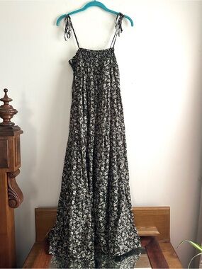 By The River • Dark Floral Tiered Tent Dress